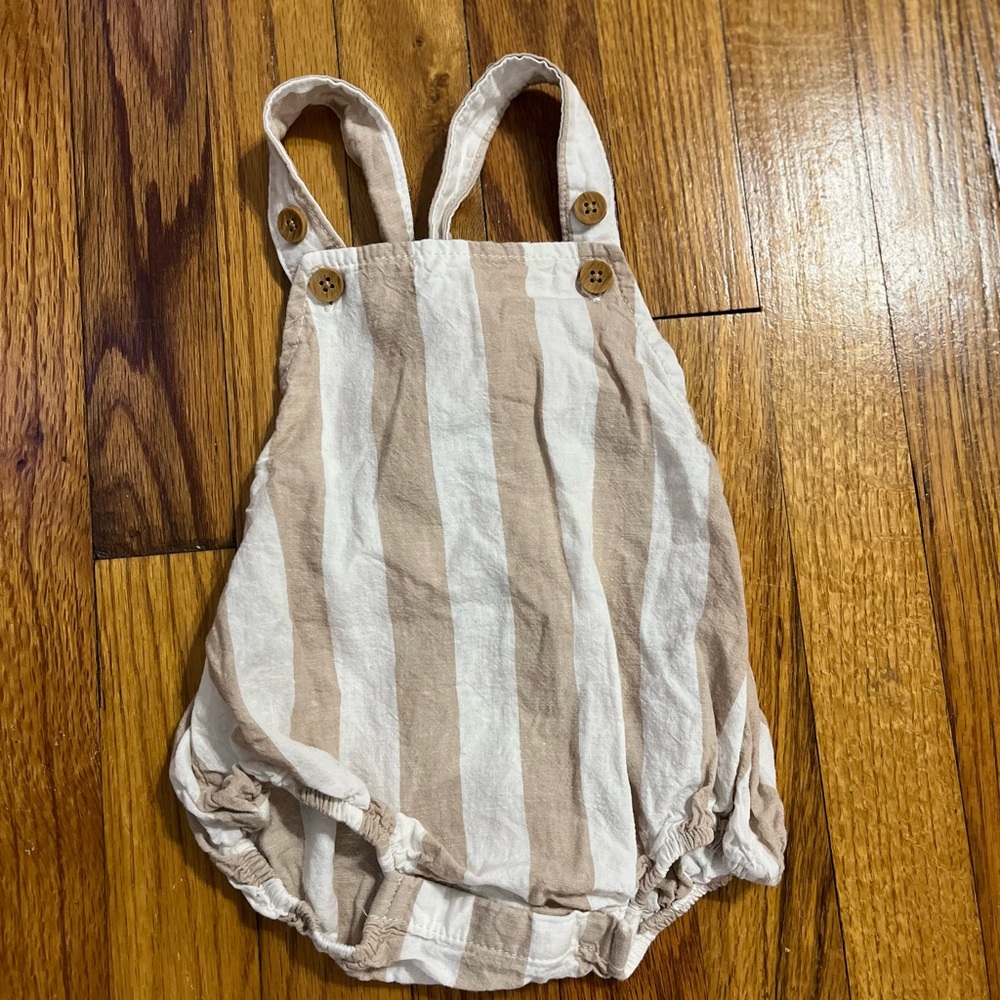 Striped Tan and White Kids Romper